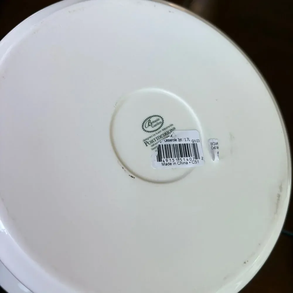 Portmeirion Botanic Garden Covered Casserole Dish 1.7L 3pt w Lid Butterfly